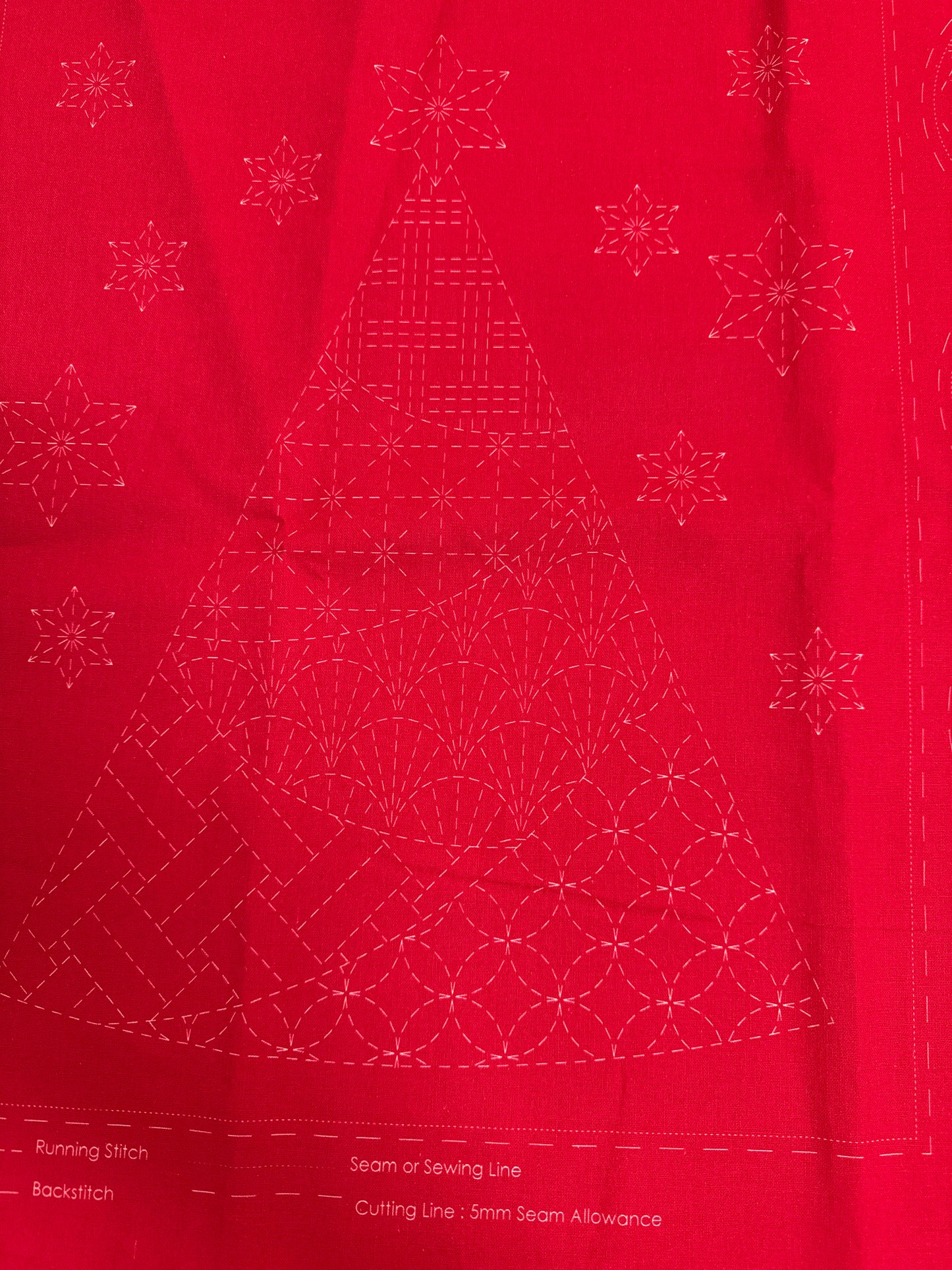 DV4082 Sashiko Christmas Panel in Red