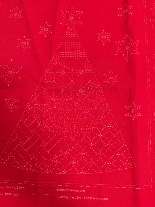 DV4082 Sashiko Christmas Panel in Red