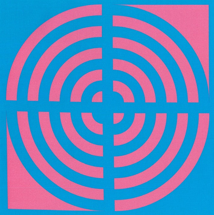 Blockstar Retro Fabric Circle Block BF-8 Blue/Rose Red