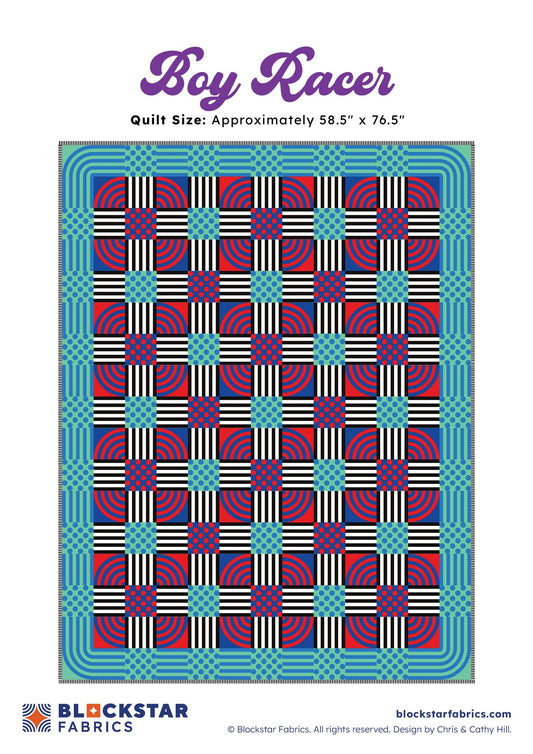 Blockstar Retro Boy Racer Fabric and Pattern Kit - 58.5" x 76.5"