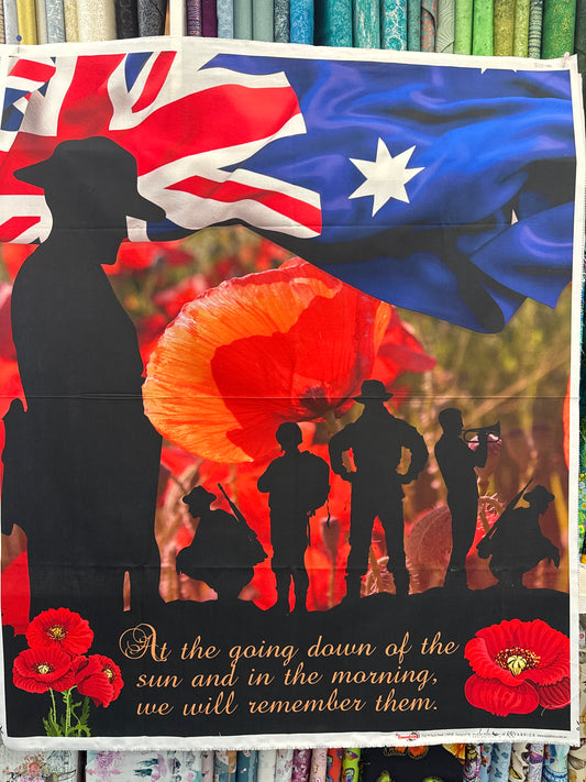 Remembering 36" Flag ANZAC Panel - Cotton Fabric Panel