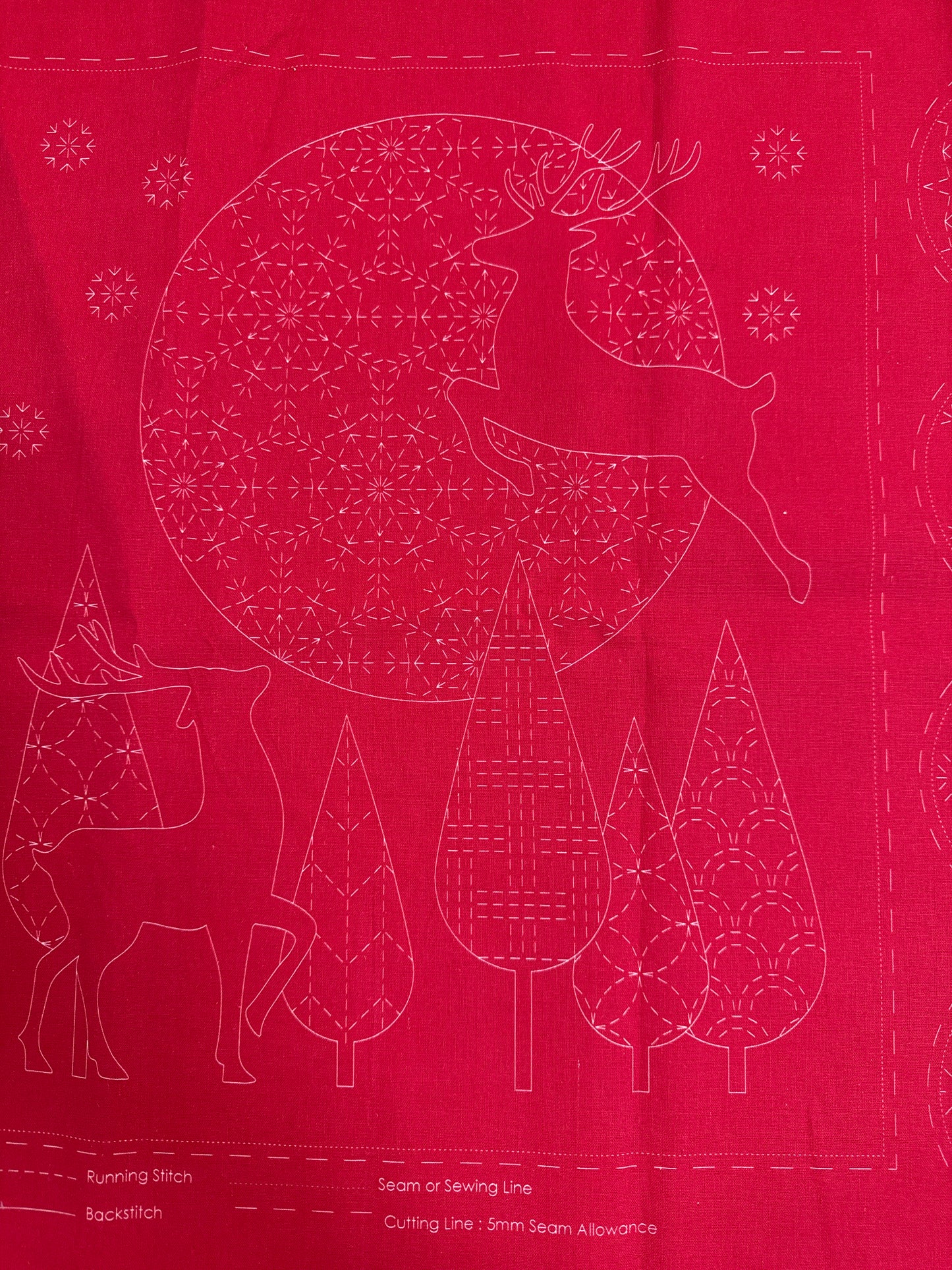 DV4082 Sashiko Christmas Panel in Red