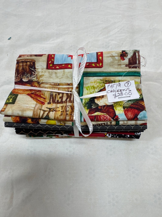 Chicken themed Set of 7 Fat Quarters