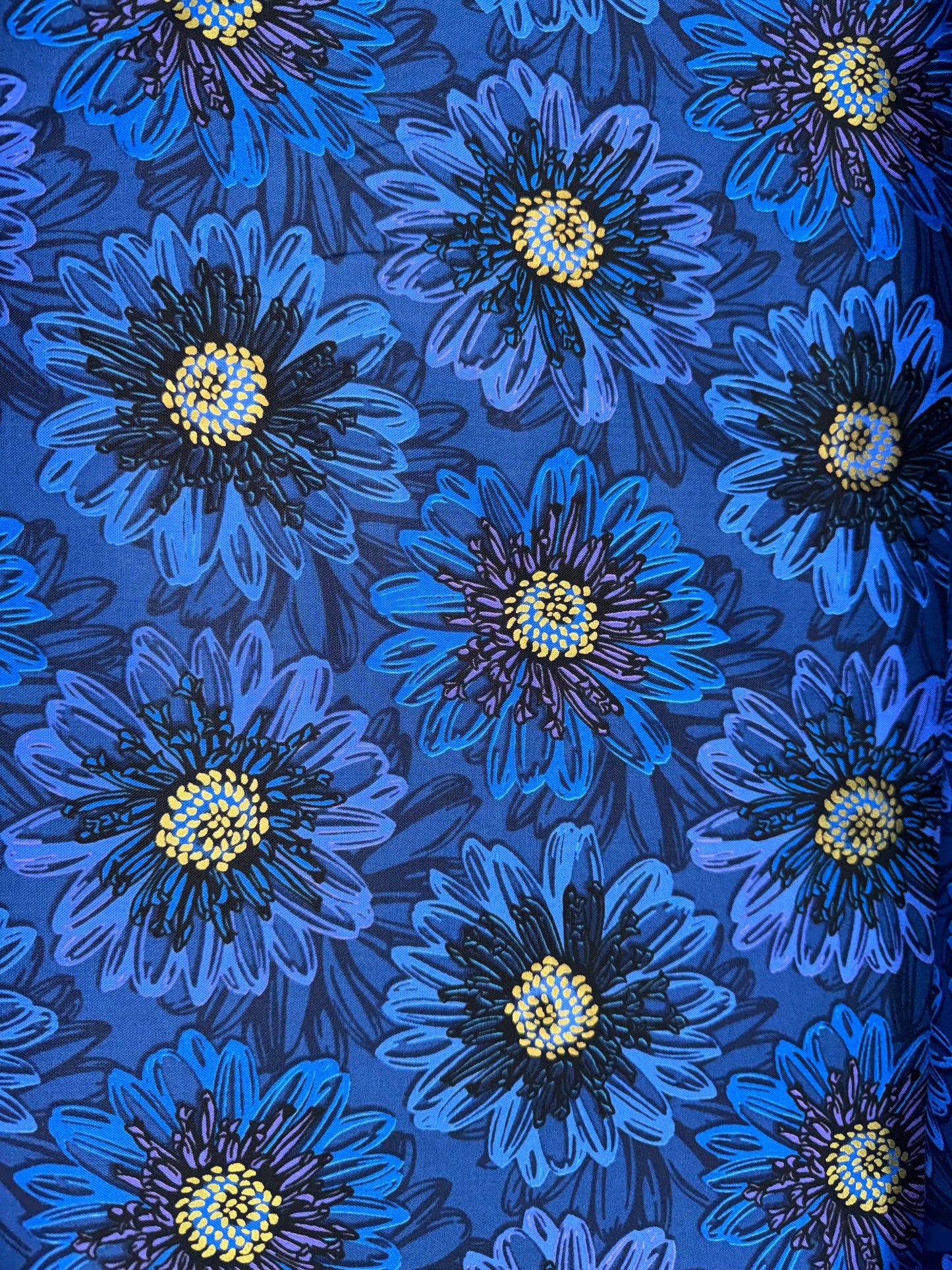 Embossed Blooms Dark Blue