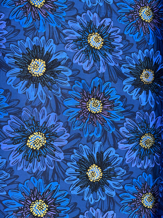 Embossed Blooms Dark Blue