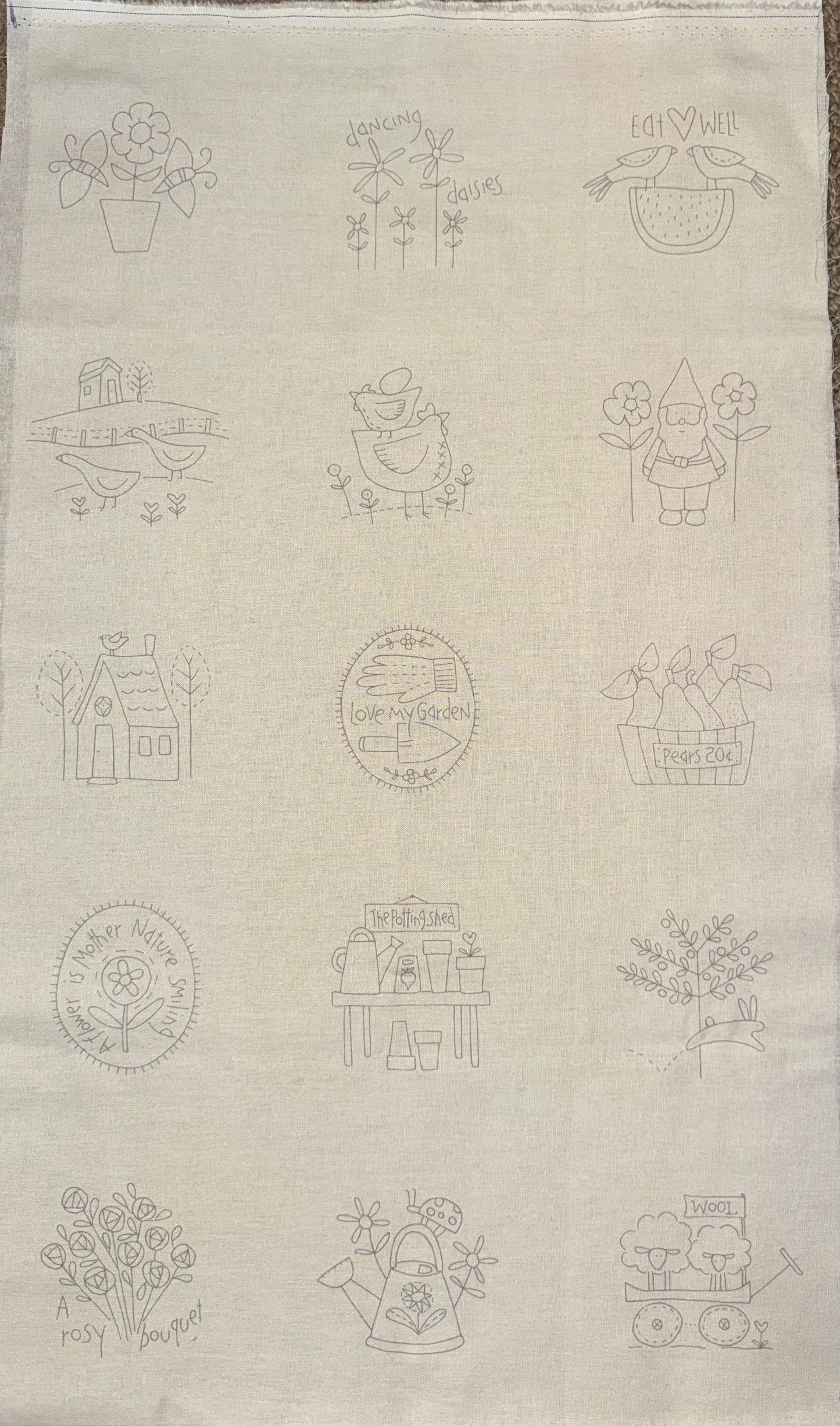 DV5991 Stitchery - Willowbrook Market Garden on Cream Linen