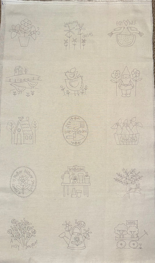 DV5991 Stitchery - Willowbrook Market Garden on Cream Linen