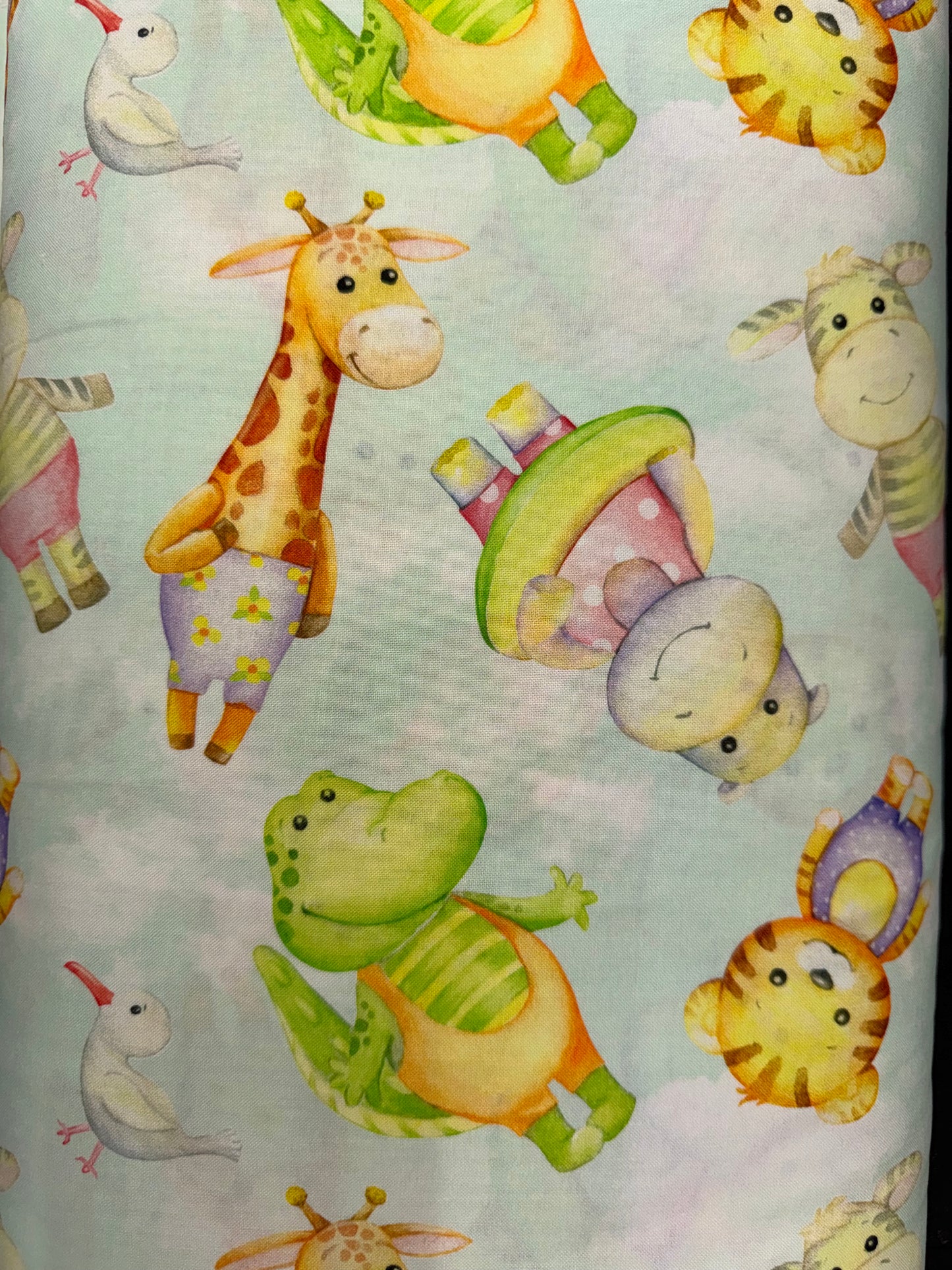 Cozy Snuggles Wide Backings - Animals Mint Green