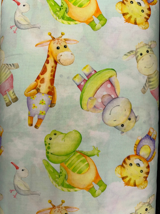 Cozy Snuggles Wide Backings - Animals Mint Green