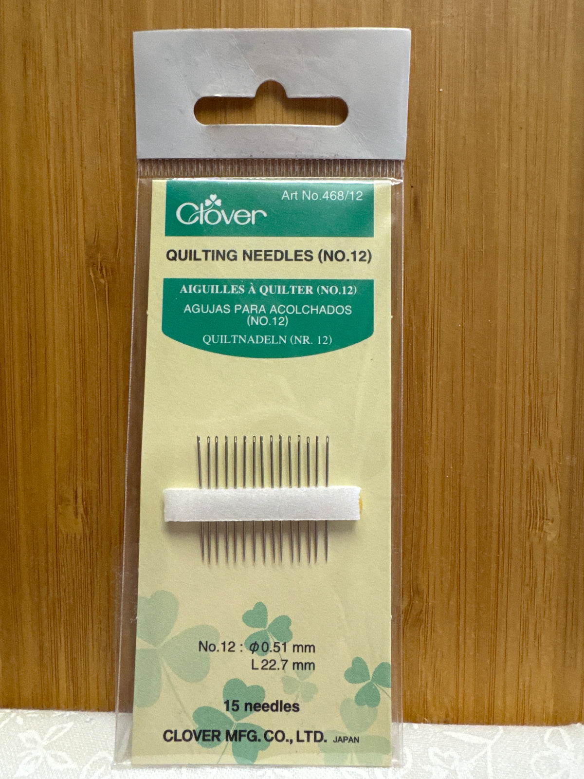 Clover Hand Needles Quilting - Size 12 - 15 pieces