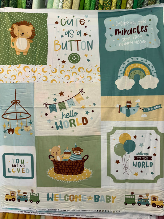 Cute as a Button - Baby Boy Panel 90cm