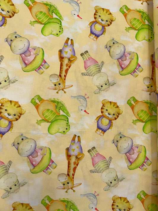 Cozy Snuggles Wide Backings - Animals Yellow