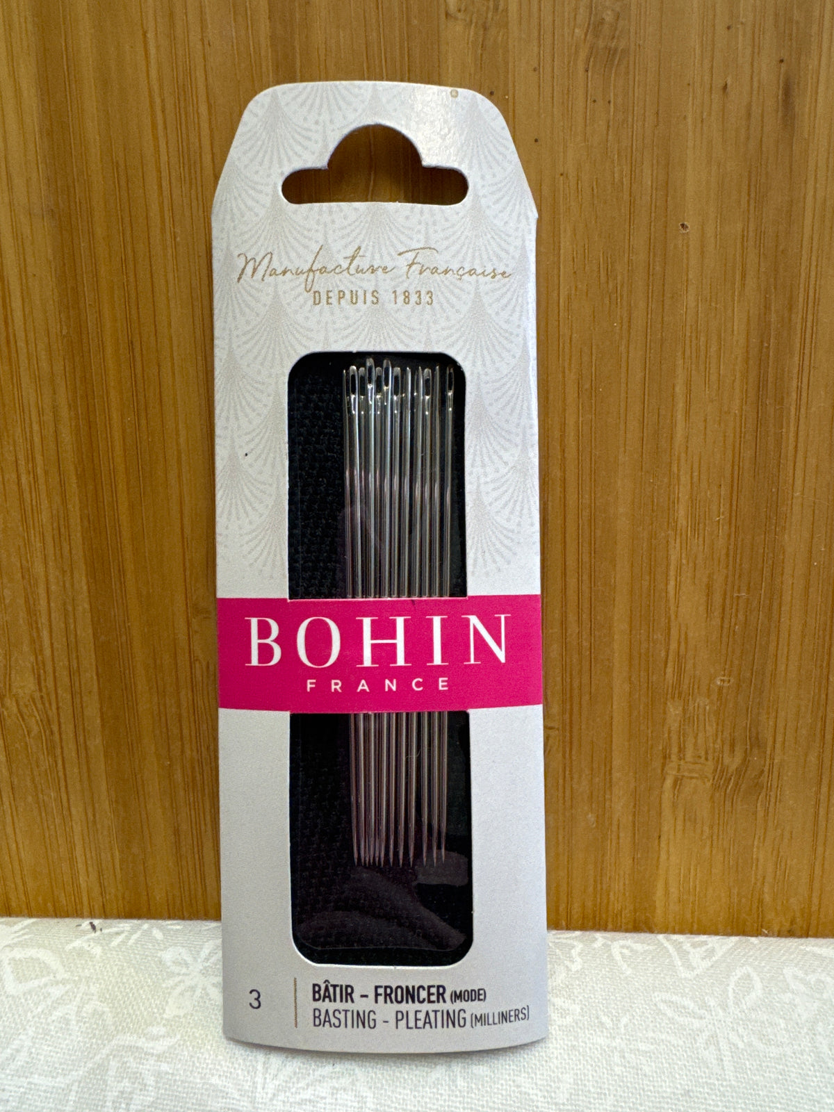 BOHIN Hand Needles Basting / Pleating - Size 3 - 12 pieces