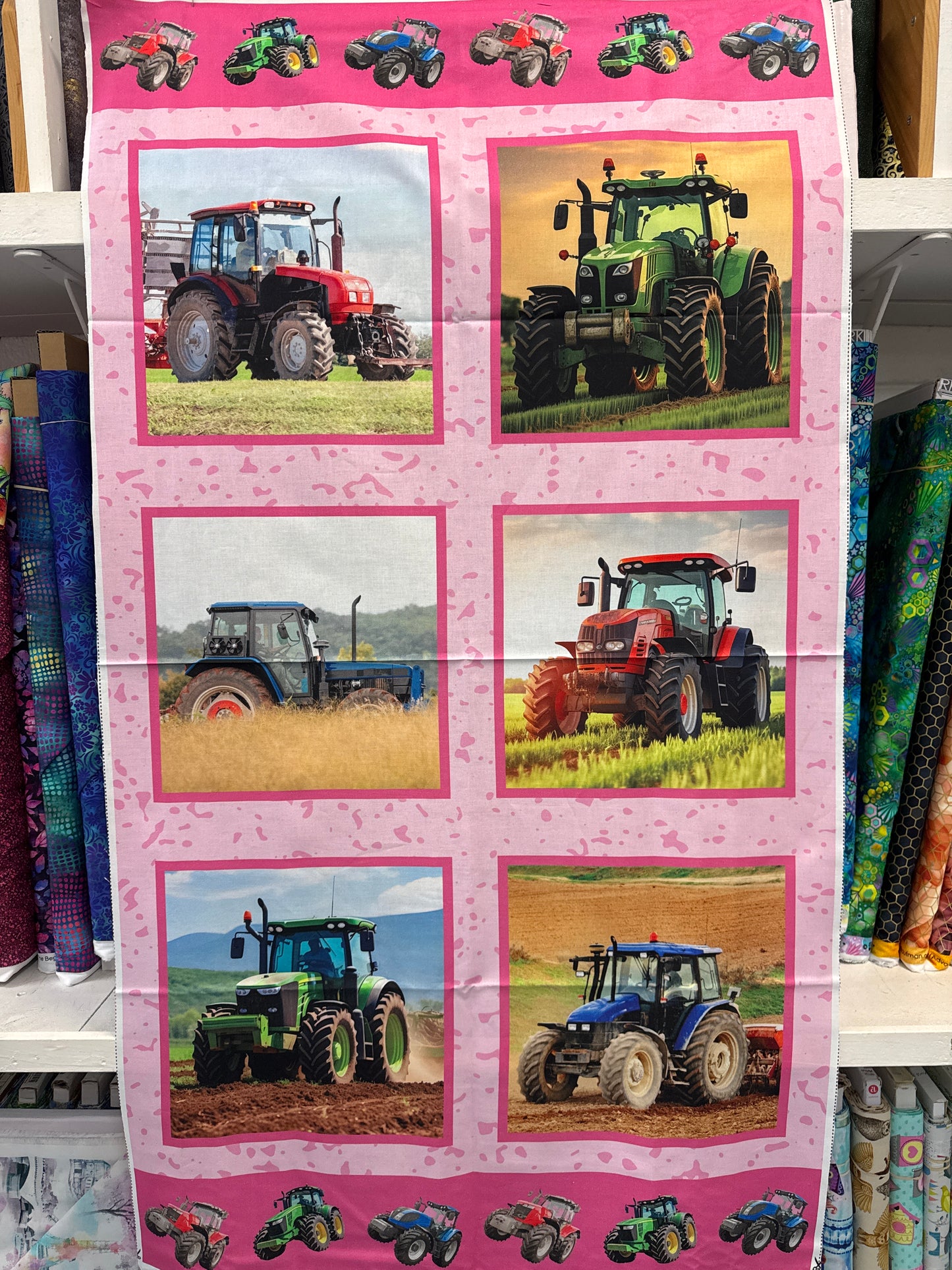 Farmers Paradise - 6 panel Tractors in Pink