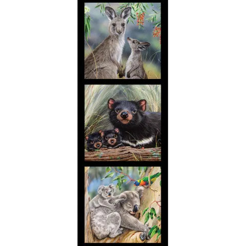Natalie Jane Parker Fabric Panel - Kangaroo, Tassie Devil, Koala