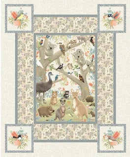 DV6765 Jen Digital Baby Australian Animals in a Tree Children's Cot Panel