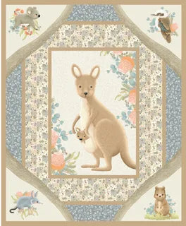 DV6766 Jen Digital Baby Australia Animals - Kangaroo Children's Cot Panel