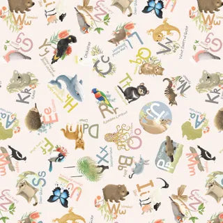 DV6769 Jen Digital Australian Alphabet and Animals allover fabric