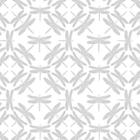 DV6986 Low Volume - Grey on White Dragonflies