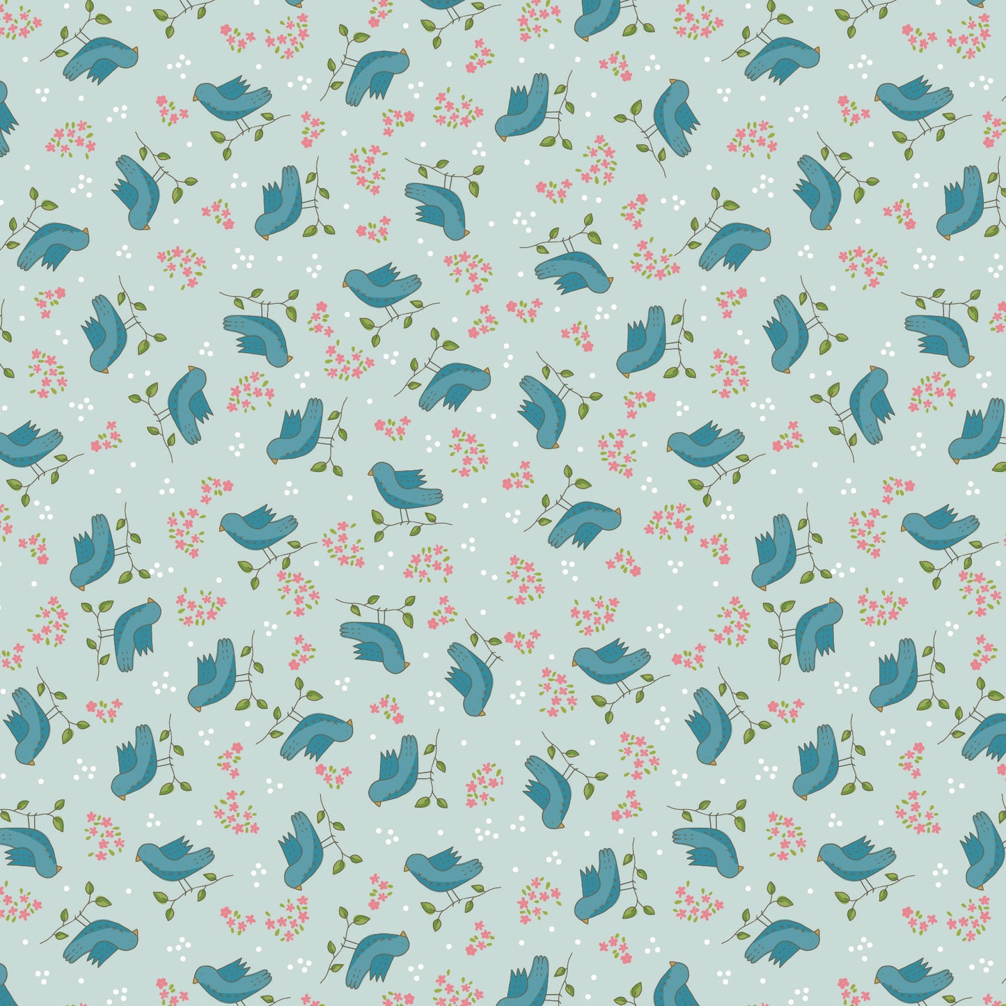 DV7759 - Birds on Blue - Out and About by Natalie Bird