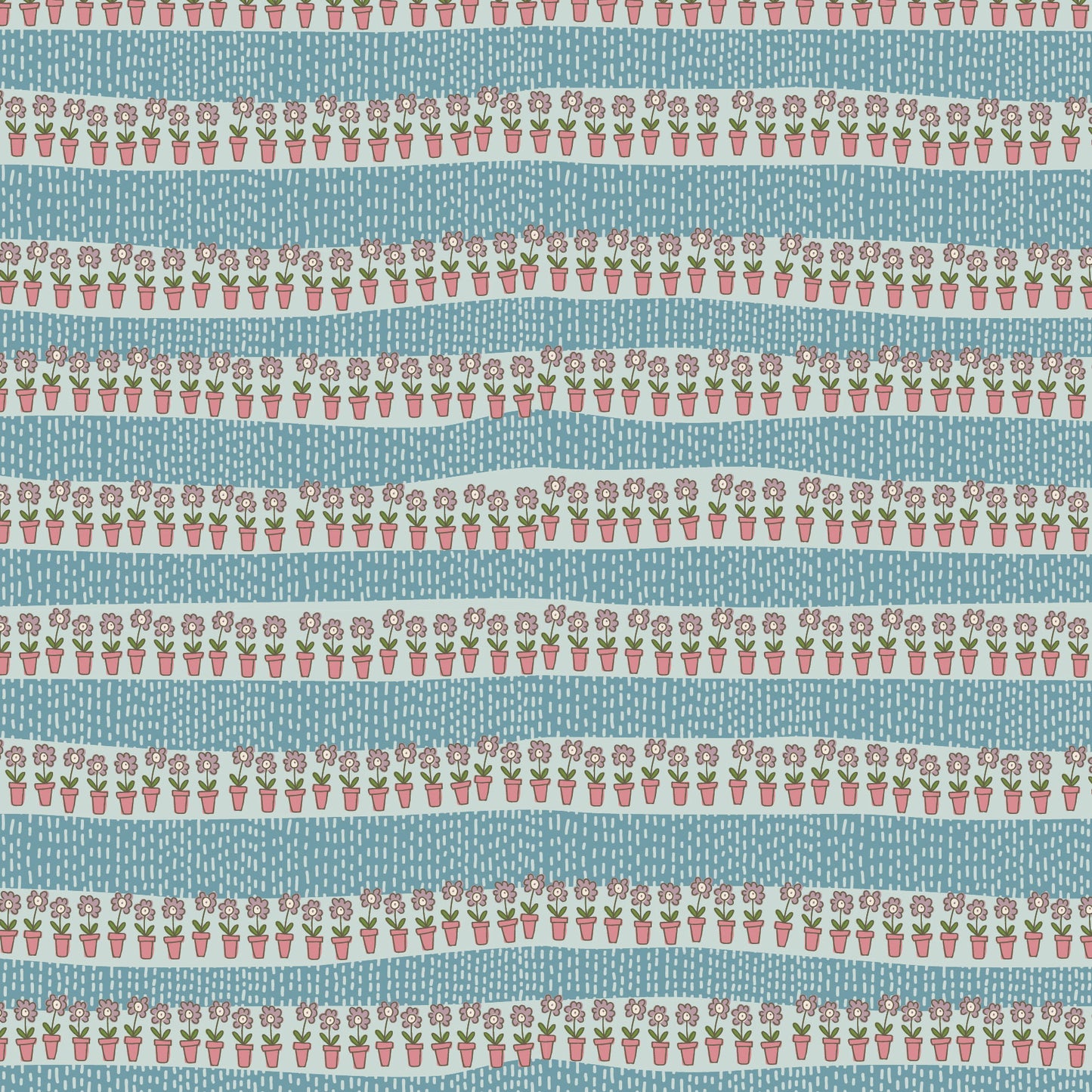 DV7764 - Flower Pots on Blue - Out and About by Natalie Bird