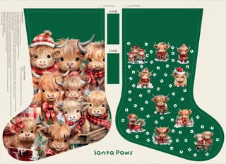 Christmas - Santa Paws Highland Cow Christmas Stocking