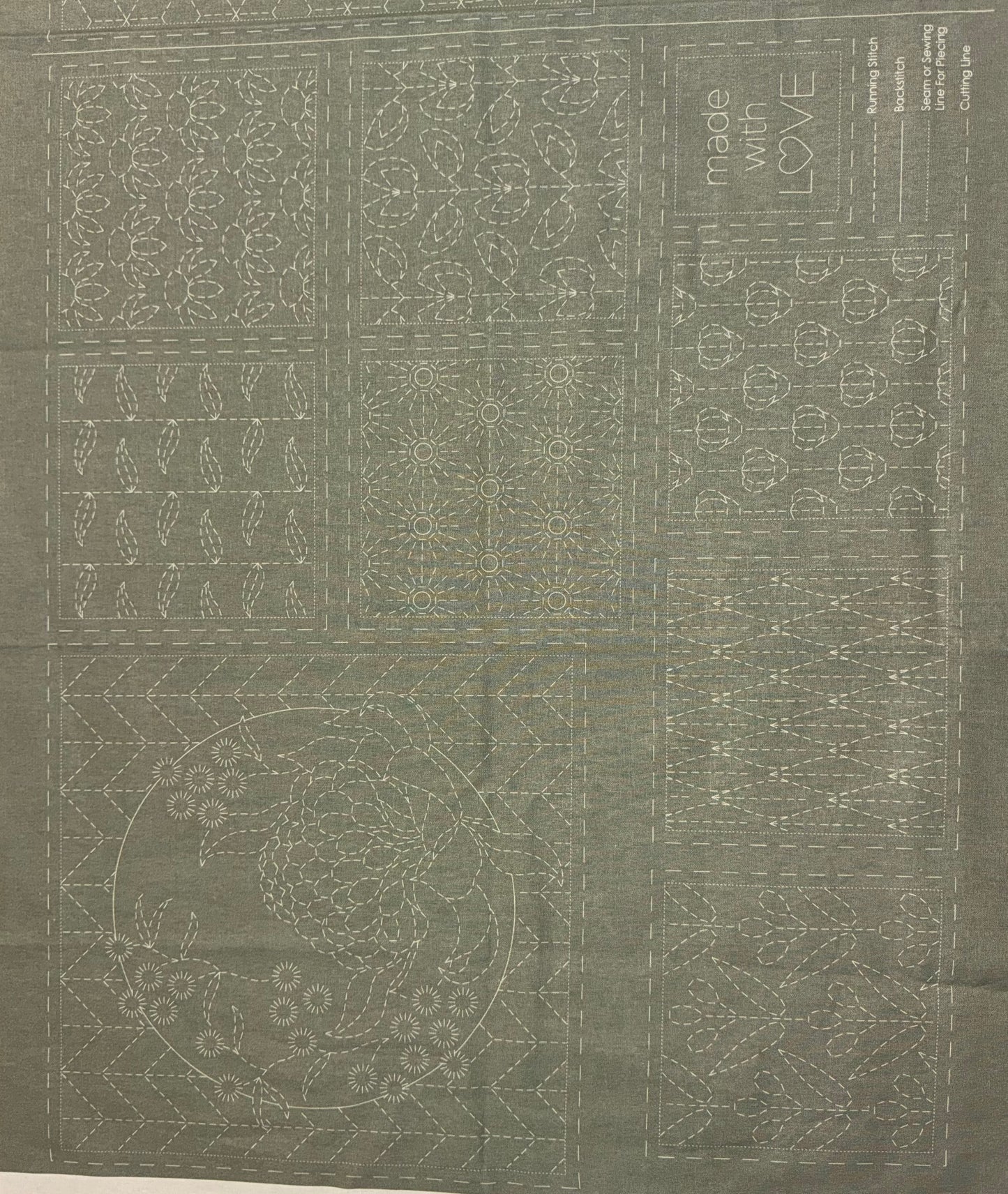 DV4073 Sashiko Botanical Panel in Kentucky Green