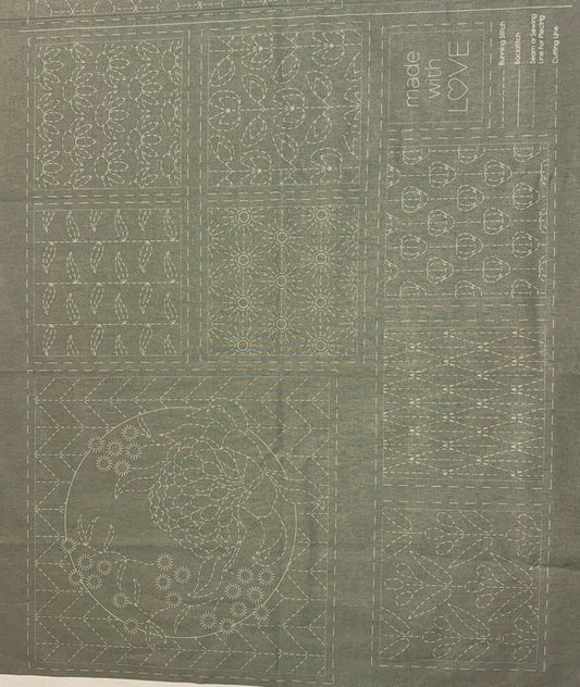 DV4073 Sashiko Botanical Panel in Kentucky Green