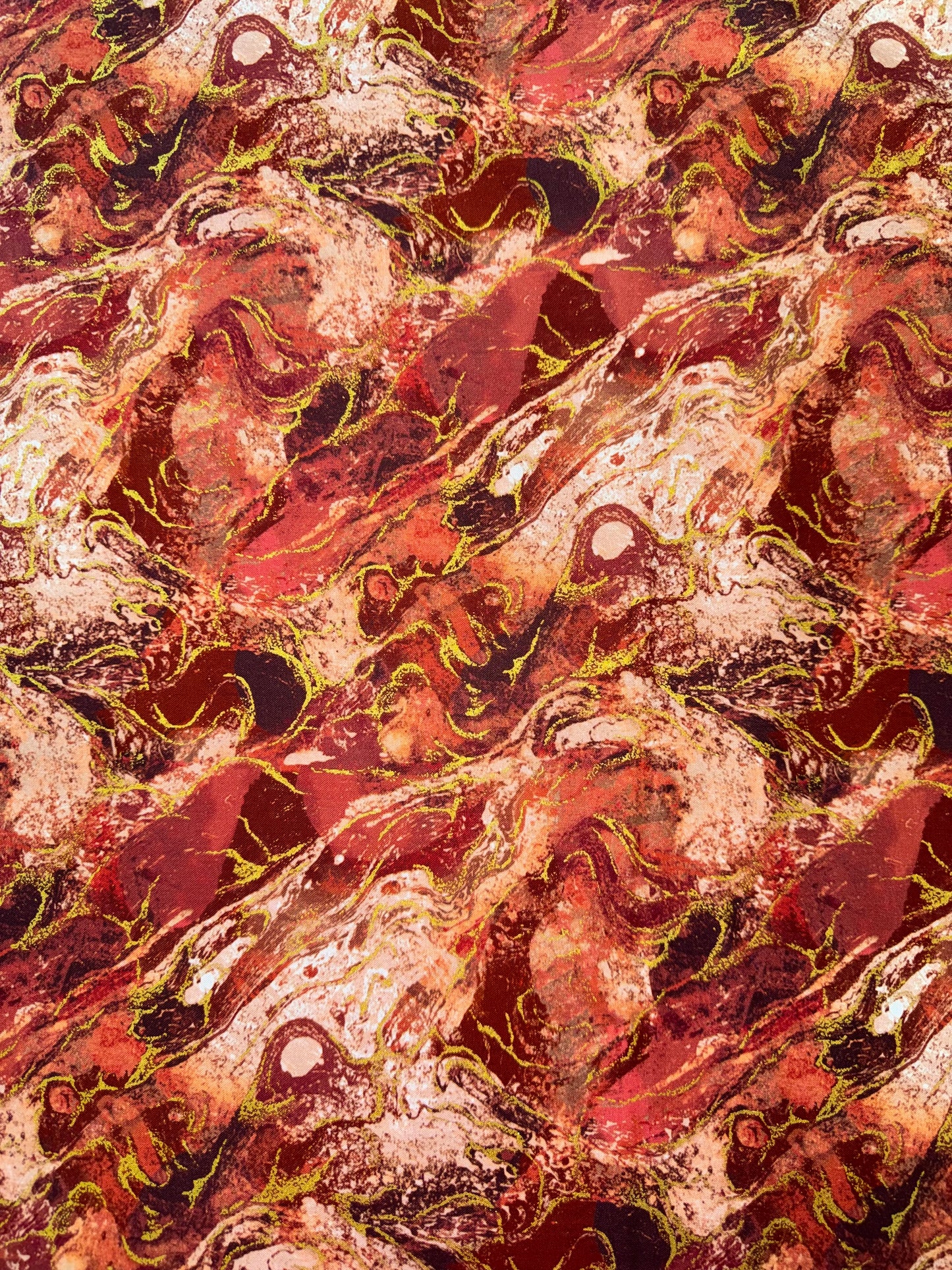 Marbled Earth - Red with Gold Accents