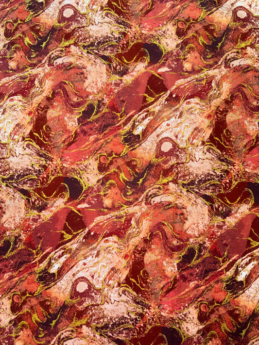 Marbled Earth - Red with Gold Accents