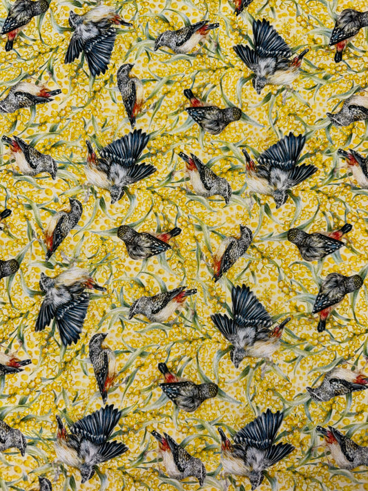 DV7046 Kayla Reay Australian Birds on a Yellow Background