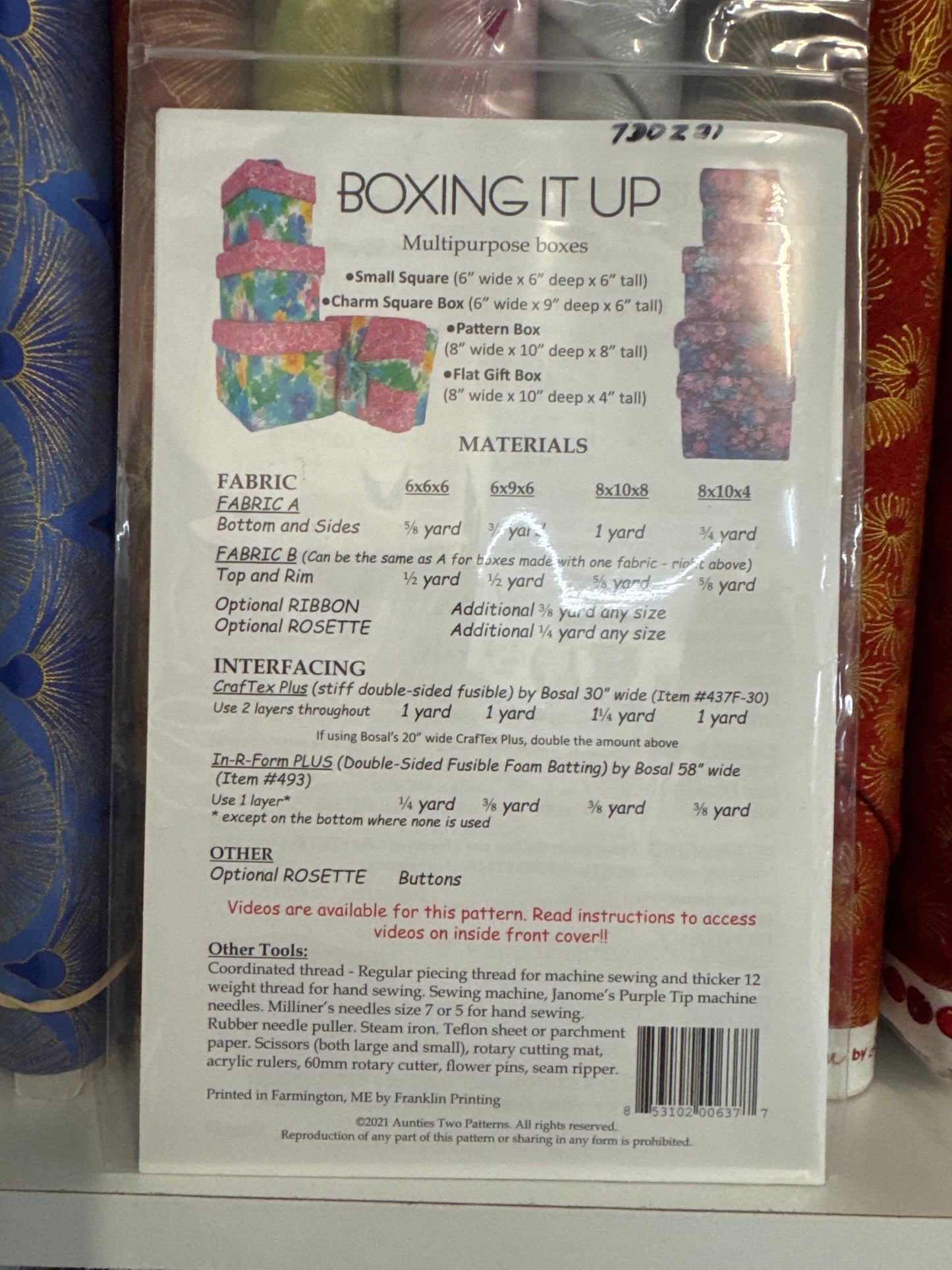 Aunties Two Patterns- Boxing it up
