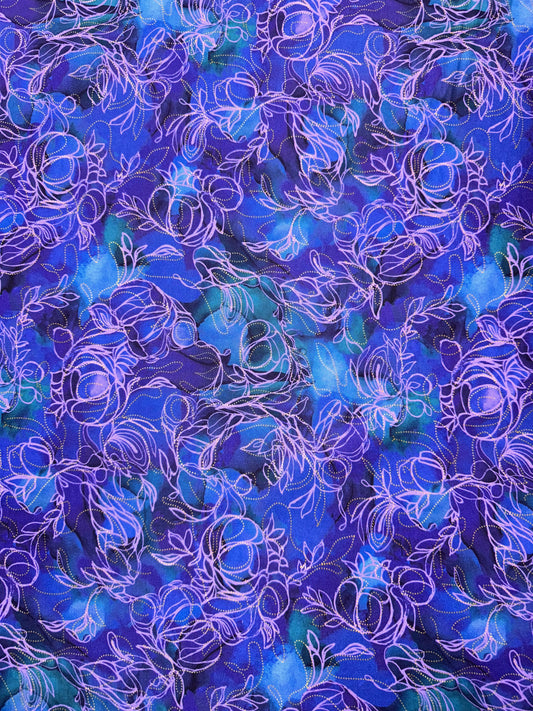 Painted Sea - Flowing Linework in Deep Violet