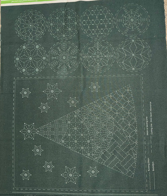 DV4083 Sashiko Christmas Panel in Green
