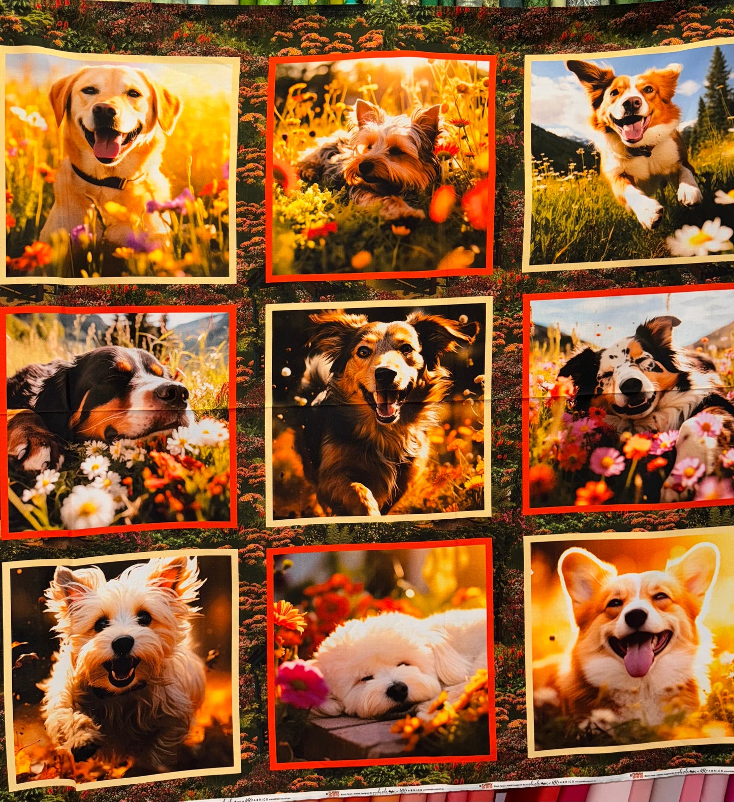 Furry Fun - 9 Dog Panel Fabric