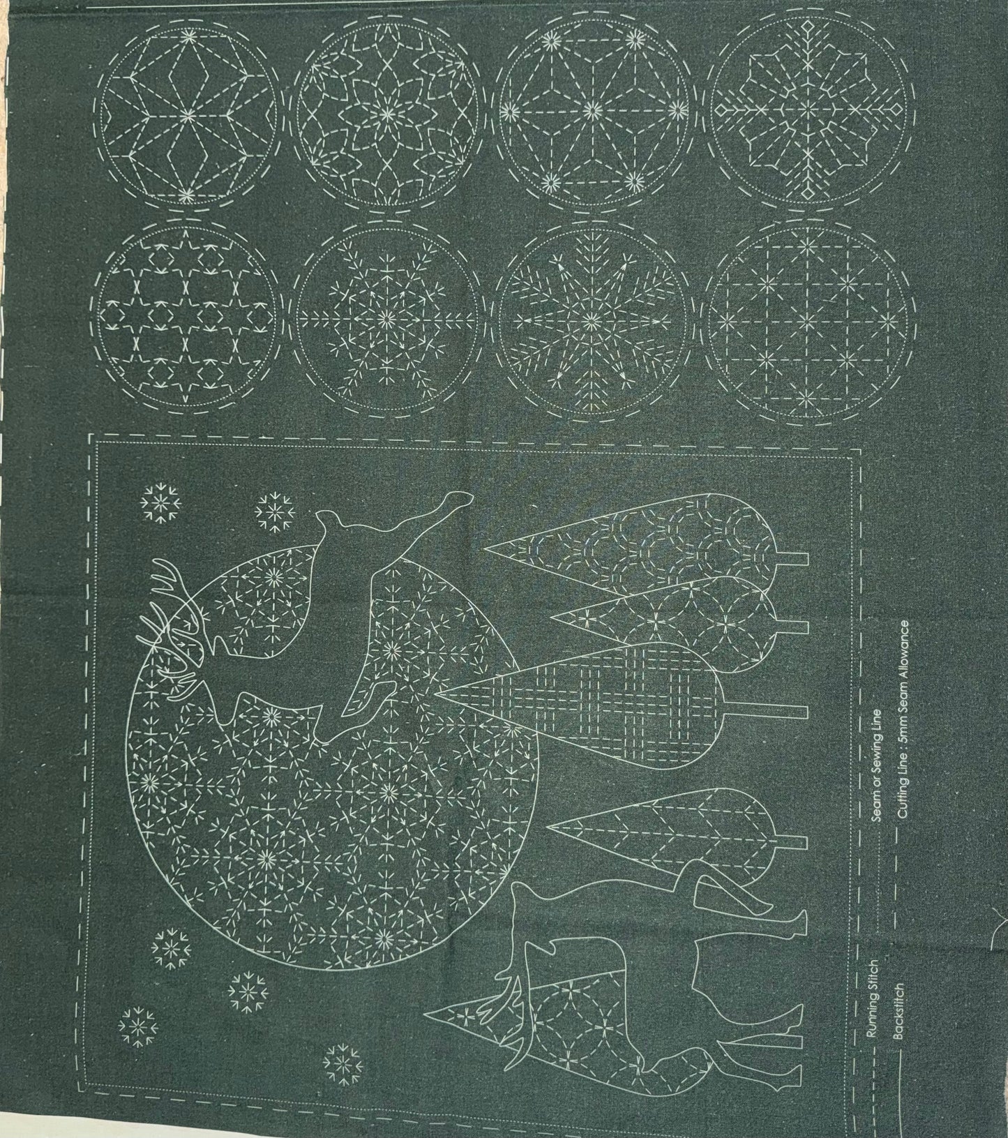DV4083 Sashiko Christmas Panel in Green