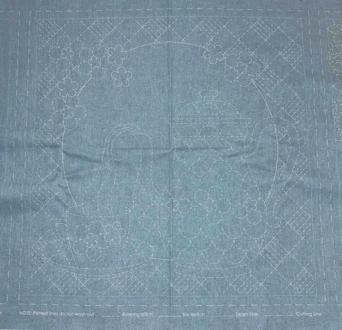 DV4267 Sashiko Teatime Panel in Light Blue