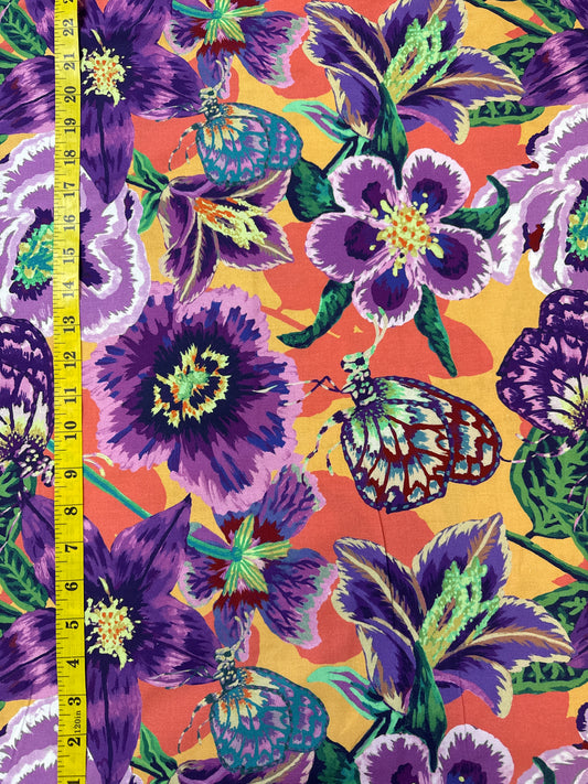 Not your Mama’s Garden - Purple and Yellow. Wideback Fabric  18m available