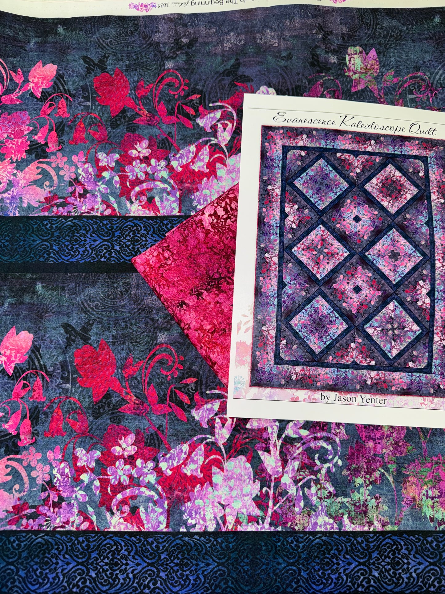 Evanescence Kaleidoscope Quilt Kit - Magenta - 73.25" x 100"  Jason Yenter Design. Only 4 available.
