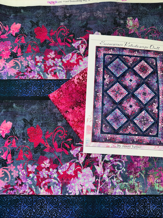 Evanescence Kaleidoscope Quilt Kit - Magenta - 73.25" x 100"  Jason Yenter Design. Only 4 available.