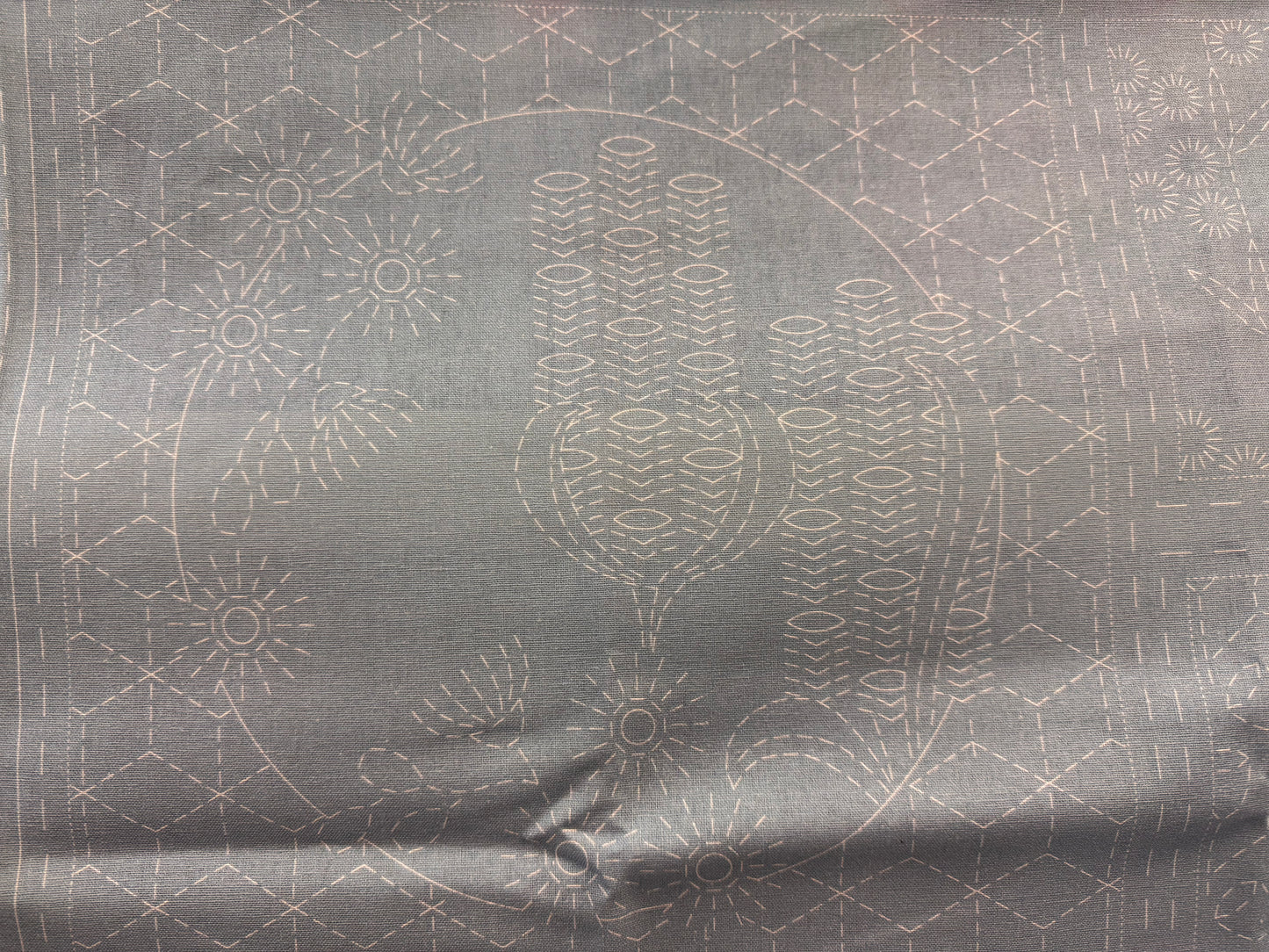 DV4072 Sashiko Botanical Panel in Notre Dame Light Blue