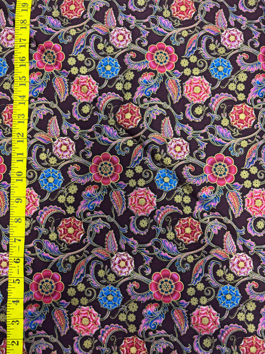 Robert Kaufman Persis - Burgundy Flowers