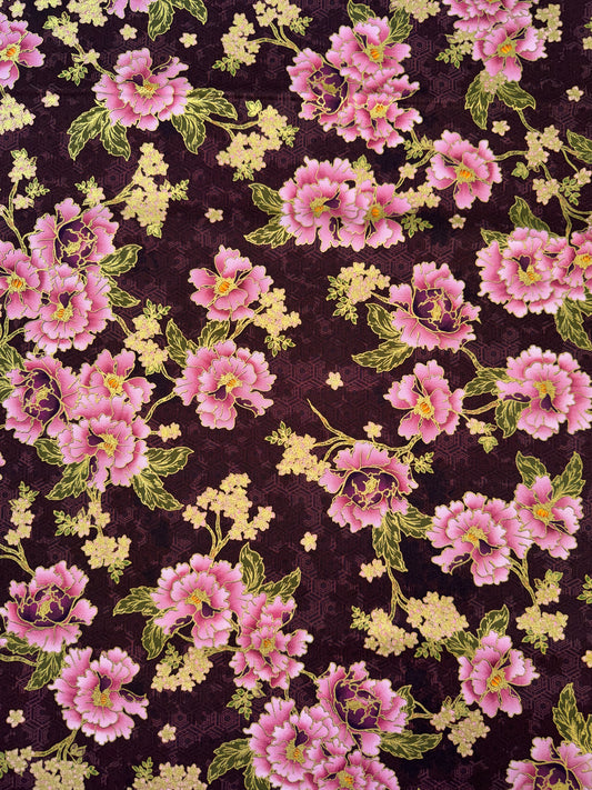 Imperial Collection - Graceful Cranes - Flowers in Plum