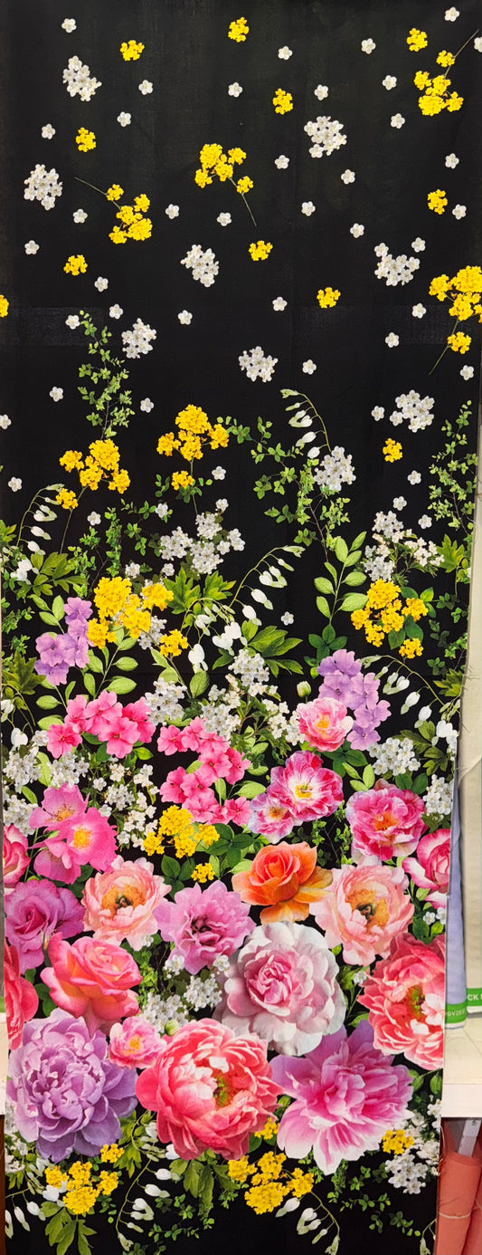 Flower Splendor Border Black