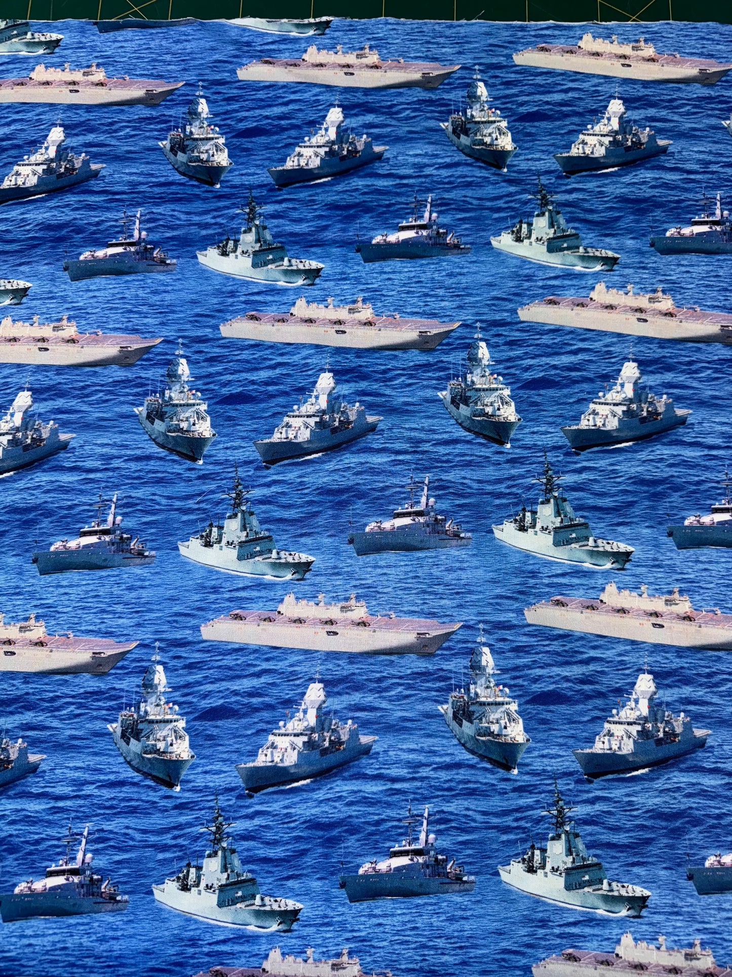 Navy Ships Collage Fabric
