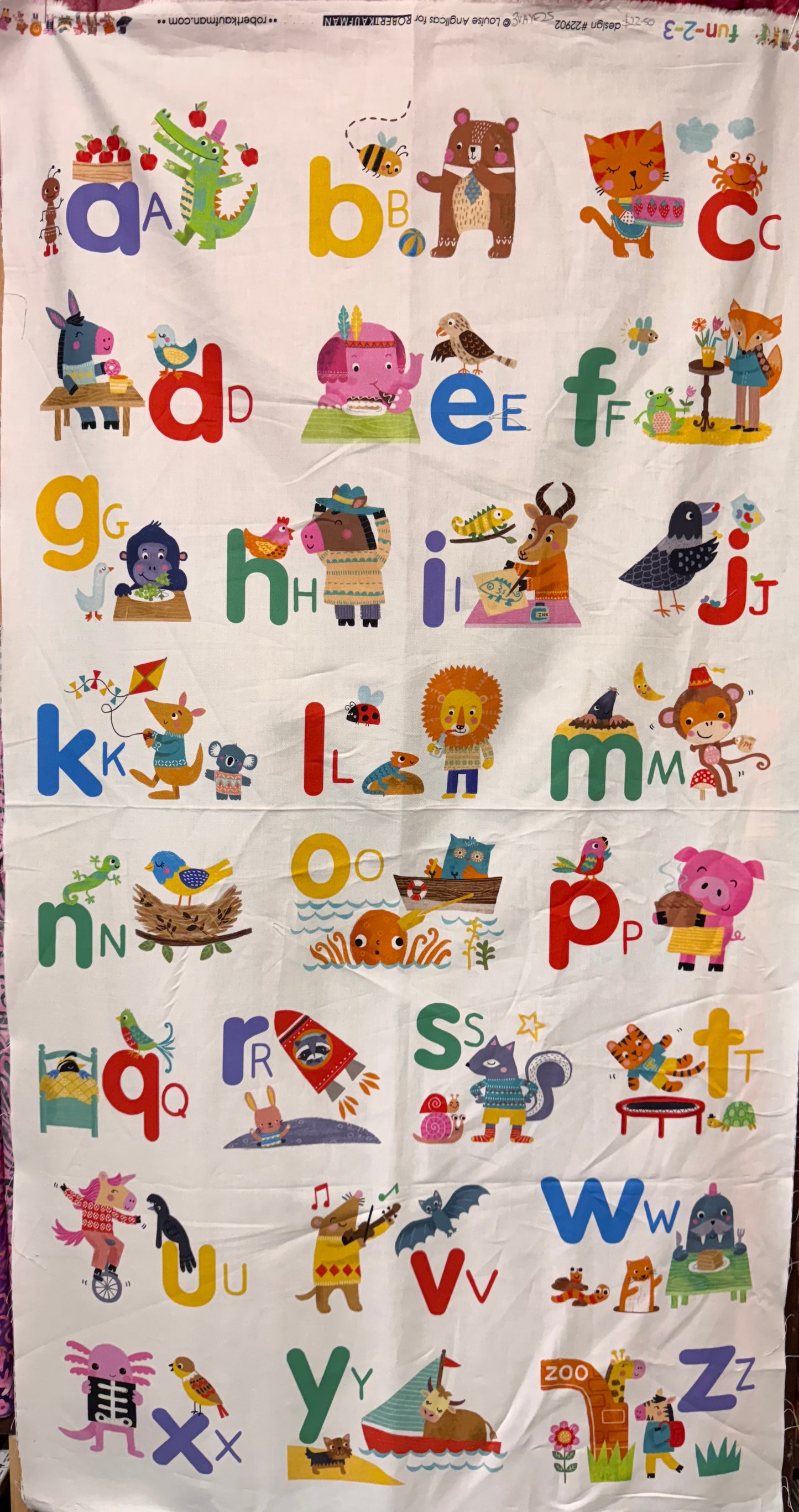 Robert Kaufman - Fun-2-3 Alphabet Panel Kit with Five matching Fat Quarters.