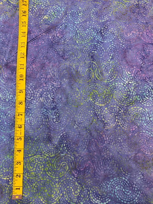 Batik Wideback in Purple Swirls pattern. 13.7m available.   BA108-1621