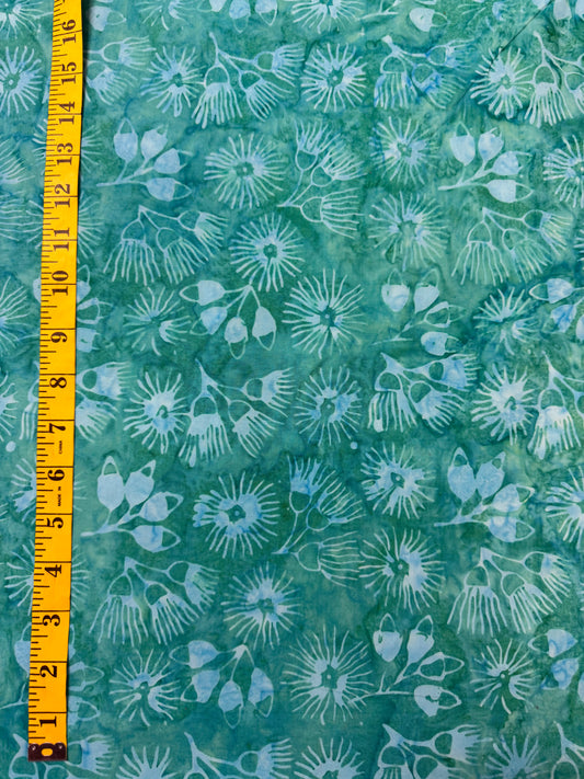 Batik Wideback in Aqua Blossoms pattern. 8.6m available.   BA108-874