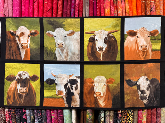 Down on the Farm Cow Panel   Cotton Fabric Panel SALE PRICE - ONLY $10!!