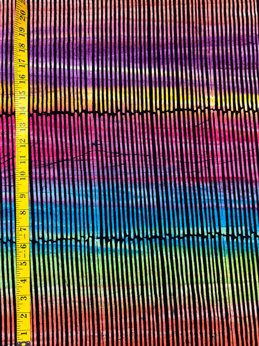 Batik Stripey BA-1299  Bright Orange Green Blue Red